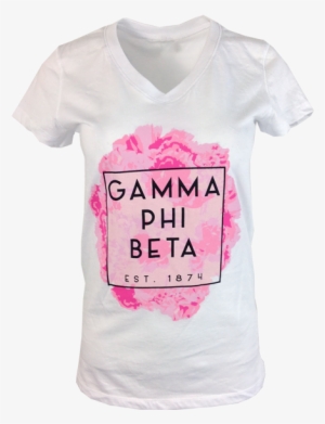 Gamma Phi Beta Pink Carnation Vneck - Active Shirt #4192149