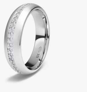 Anillo De Compromiso De Oro Blanco 18k De Forma Media - Anillo Media Caña #4194113