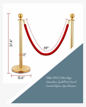 Tobbi 6pcs Velvet Rope Stanchion Gold Post Crowd Control - Illustration #4194607