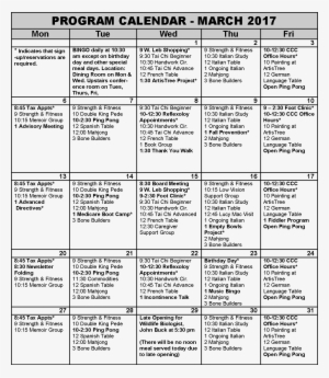 March Program Calendar 2017 - Italian February 2018 Calendar #4195362