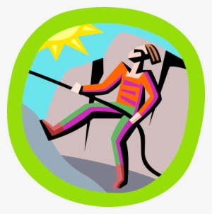 Vector Illustration Of Mountaineering Rock Climber #4196520