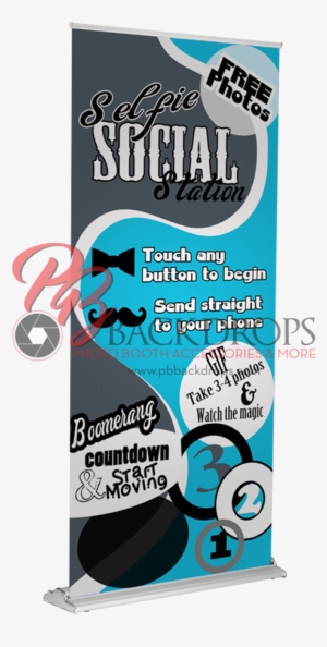 Selfie Social Station Retractable Banner - Blue #4197954