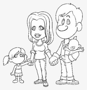 Dibujo De Familia Feliz Para Colorear - Dibujo Familia 2 Niñas #4199288