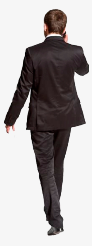 Cutout Man Walking Back Phone People Cutout, Cut Out - Man In Suit Back Png #420091
