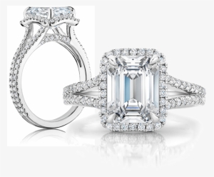 Choose A Setting - Emerald Cut Fortuna Halo Diamond Engagement Ring - #420241
