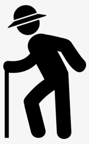Old Man With Hat Walking With Cane Vector - Old Man Icon Png #420597
