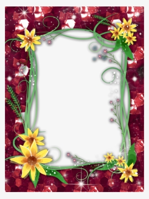 Red Flower Frame Png Transparent Image - Flower Frame Border Png Transparent #421603