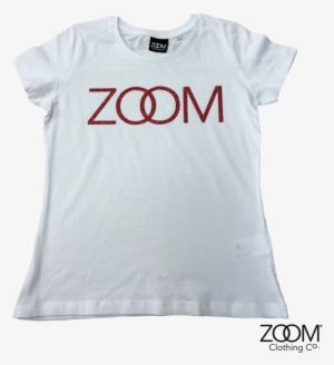 Zoom Red Glitter On White T - Clothing #422113