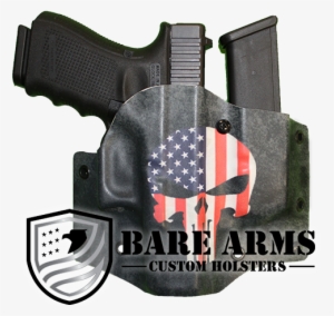 Owb/iwb W/mag-skull Flag On Distressed Background - Handgun Holster #424170