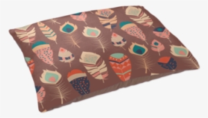 Bohemian Feather Print Dog Bed In Brown - Dog #426490
