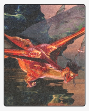 Awesome Red Flying Dragon Blanket - Awesome Red Dragons Throw Blanket #428960
