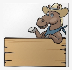 Cuadro En Lienzo Caballo De La Historieta Con El Cartel - Modelos De Placas De Madeira Desenho #4201578