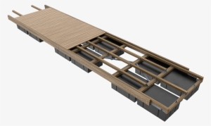 Unideck Timber Dock Single Module View With Cuts - Dock #4201796