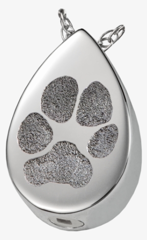 Silver Teardrop Pawprint Jewelry With Compartment - Handprint Teardrop Sterling Silver Cremation Pendant #4203497