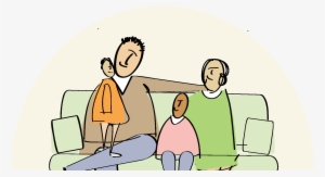 Family On Couch - Cartoon #4204076