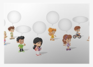 Cartoon Children Talking With Speech Balloon Poster - Personas Con Globos De Dialogo #4204260