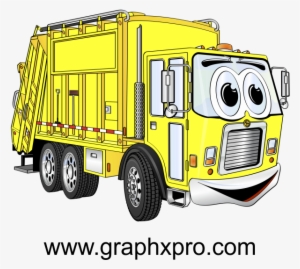 Yellow Garbage Truck Cartoon Garbage Truck, Bright - Cartoon Garbage Truck .png #4204827