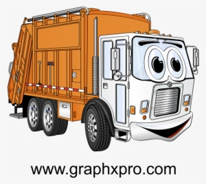 Orange White Garbage Truck Cartoon Garbage Truck, Bright - Cartoon Garbage Truck .png #4204865