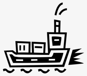 Vector Illustration Of Ocean Transport Cargo Ship Or #4204937