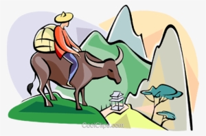 Water Buffalo Crossing Mountains Royalty Free Vector #4206691