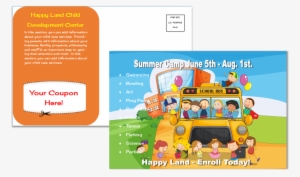 Child Care Postcard Template - School Park Cartoon #4206890