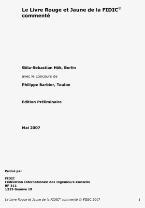 Le Livre Rouge Et Jaune De La Fidic Commenté Edition - Document #4206933