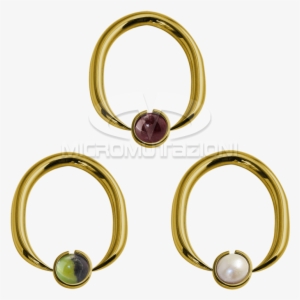 Gold Steel Ball Closure Oval Ring With Natural Stone - Ring #4207354