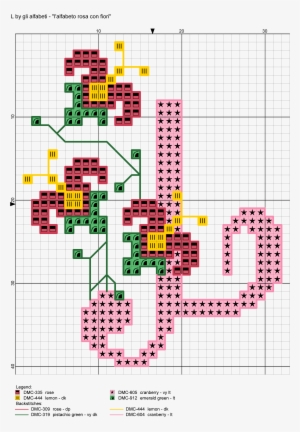 Alfabeto Rosa Con Fiori L - Alfabeto Con Fiori Punto De Cruz #4209083