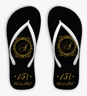 Chinelo 15 Anos Preto Com Monograma - Flip-flops #4209178