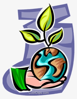 Mão Com O Planeta Terra E Plantas Livre De Direitos - Planeta Terra Com Planta #4209207