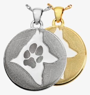 Round Disc Paw Print & Silhouette Pet Memorial Jewelry - B&b Round Footprint Jewelry #4209668
