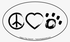 Peace, Love, Paw Print Bumper Sticker - 02025 #4209954