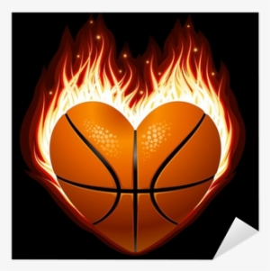 Vinilo Pixerstick Vector De Baloncesto En El Fuego - Basketball Heart On Fire #4211593