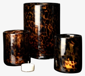 Living In Style / Hand Blown Leopard Print Candle Holder - Animal Print #4212938