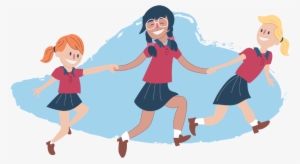 Girls Skipping And Holding Hands - Kids Helpline #4216746