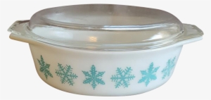 Pyrex Casserole Dish With Lid Snowflakes Turquoise - Lid #4219441