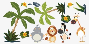 Sticker Animaux Dans La Jungle Ambiance Sticker Col - Sticker Jungle Plante #4219658