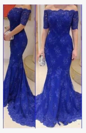 Trumpet/mermaid Homecoming Dress Short Sleeve Floor - Blue Prom Dress With Lace #4219747