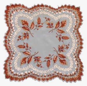 Love The Look Of This Sharp Scalloped Edge Sheer Hankie - Sheer Autumn Leaves Scalloped Autumn Handkerchief #4220046