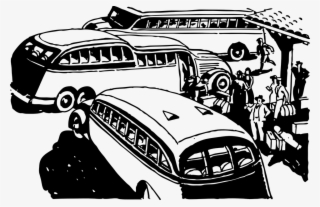 Station,bus Stop,passengers,people, - Bus Station Cartoon Black And White #4221733