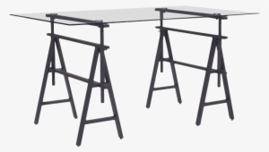 Zuo Ralston Glass Top Desk In Antique Black - Saw Horse Style Adjustable Desk - Antique Black - Zm #4221933