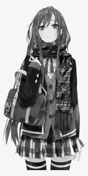 Black And White Edit Monochrome Anime Girl Click And - Anime Girl Cool Police #4229593