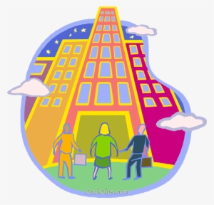 People Looking Up At Building Royalty Free Vector Clip #4229636