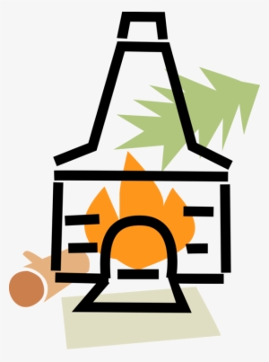 Vector Illustration Of Fireplace Hearth With Burning #4229907