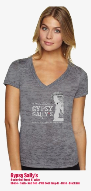 Ladies V-neck Gray Burnout - Girl #4230767