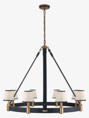 Riley Large Ring Chandelier In Natural Brass And Navy - Riley Large Ring Chandelier #4233015
