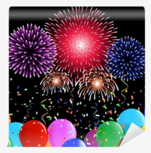 Fotomural Partido De Globos, Cintas De Confeti Y Fuegos - Balloon #4239809