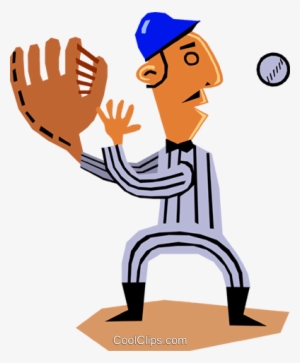 Baseball Player Catching Ball Royalty Free Vector Clip - Clip Art #4240943