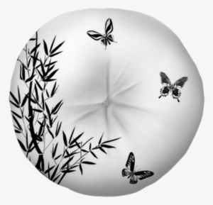 Bamboo And Four Butterflies Silhouettes Tufted Floor #4241782