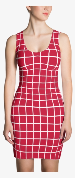 Red Grid Dress #4241809